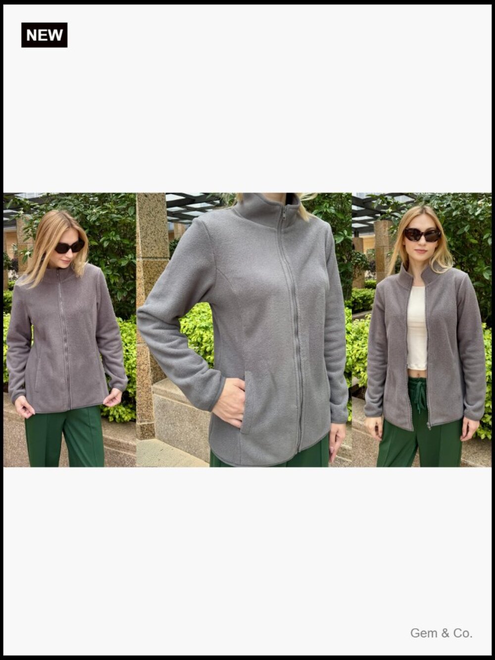Lightweight Full Zip Fleece Jacket with Pockets Long Sleeve Warm Fall Outwear - Picture 6 of 7